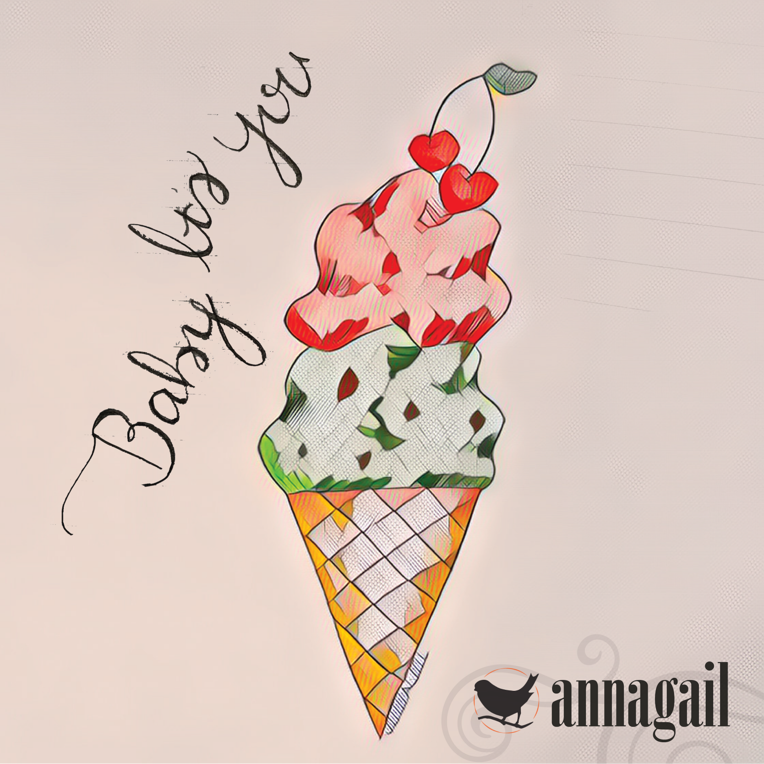 Annagail's album cover for Baby Its You - featuring an ice cream cone